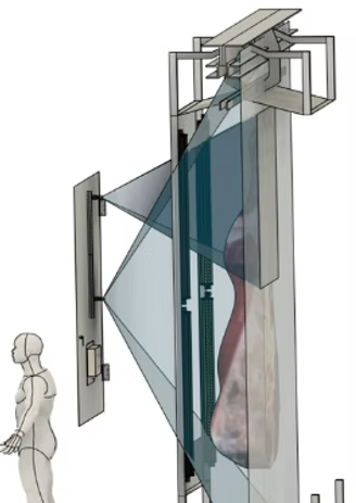 Disegno tecnico della stazione SEUROP-Scan con sistema di acquisizione