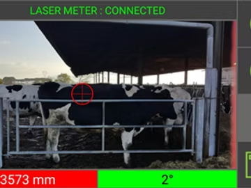 Schermata ZOOMETER con telemetro laser collegato e misura della distanza